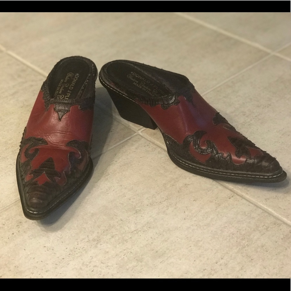 Donald J. Pliner Red Mules Elegant Slip-On Design